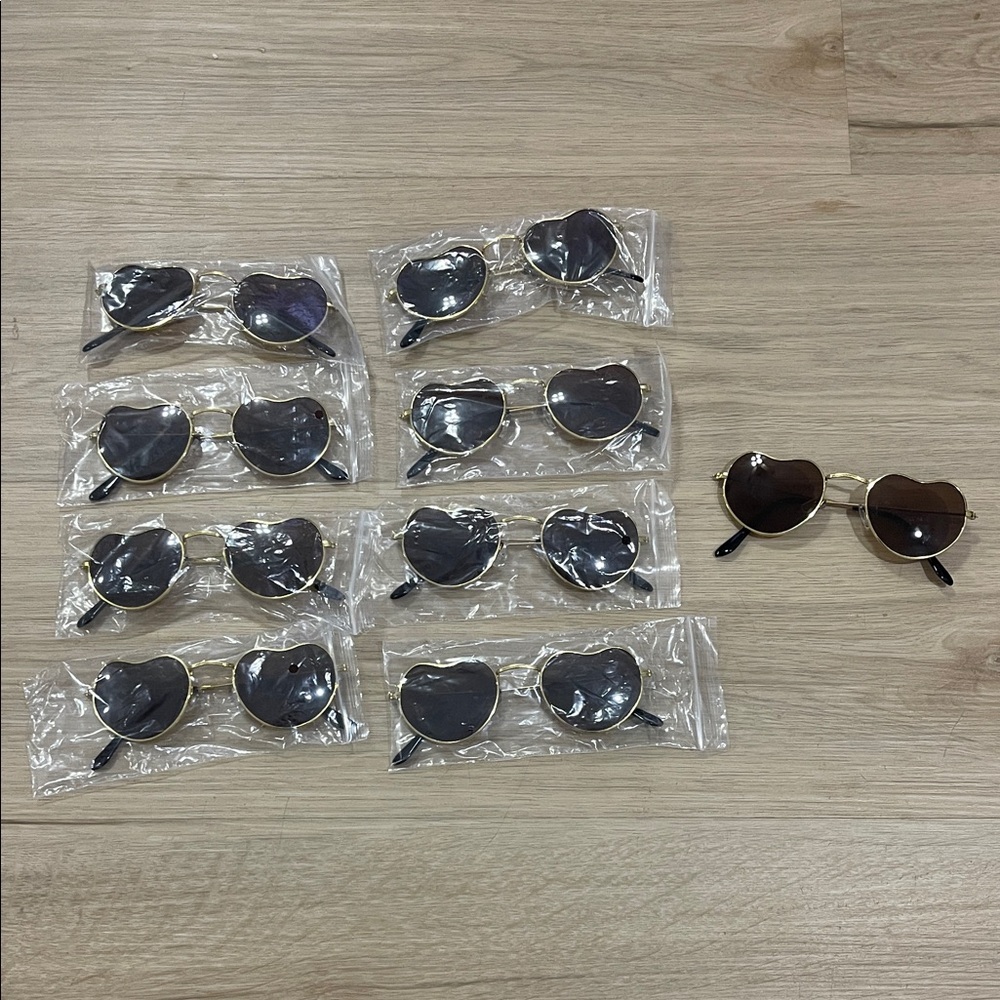 Heart-Shaped Sunglasses with Gold Frame